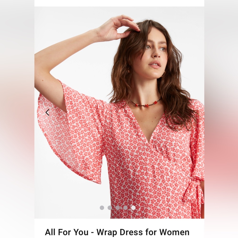 Billabong All For You Red Floral Wrap Dress - Picture 13 of 15